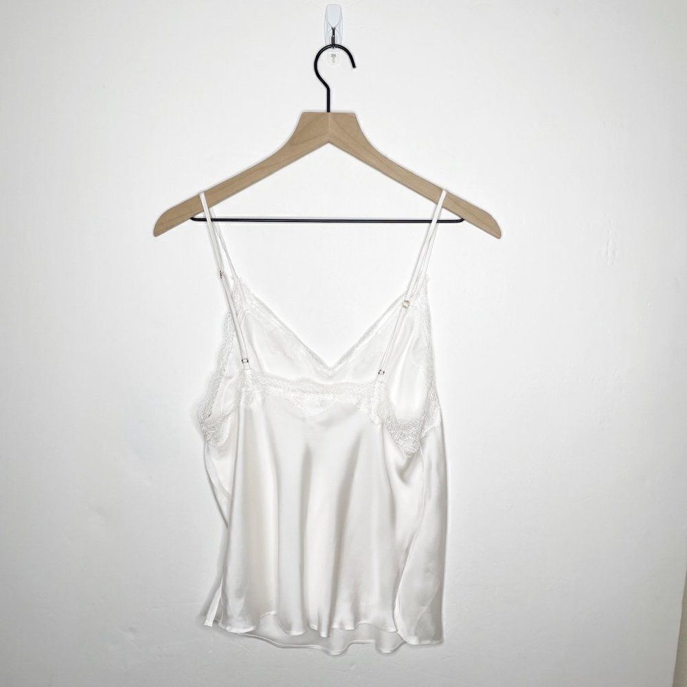 Victoria's Secret Lace Trim Charmeuse Satin V Neck Camisole Tank White M - Picture 4 of 6